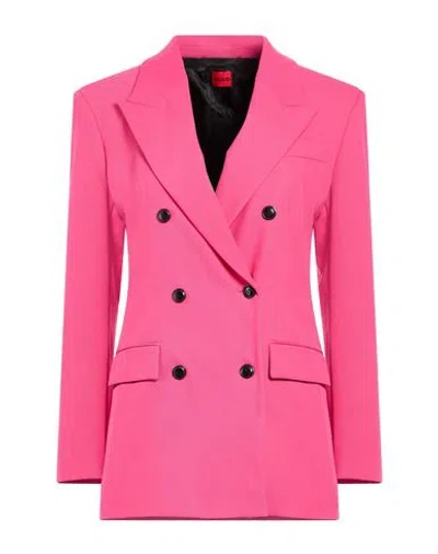 Hugo Boss Hugo Woman Blazer Fuchsia Size 6 Polyester, Viscose, Elastane In Animal Print