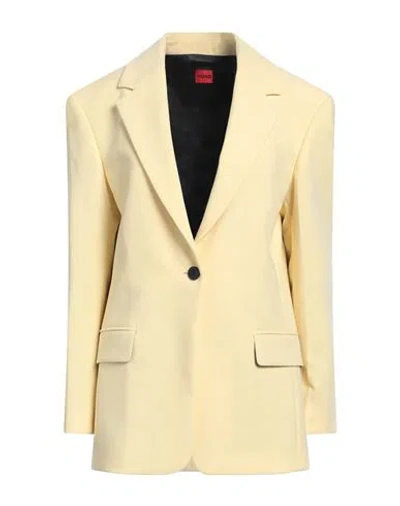 Hugo Boss Hugo Woman Blazer Pastel Yellow Size 6 Polyester, Viscose, Elastane
