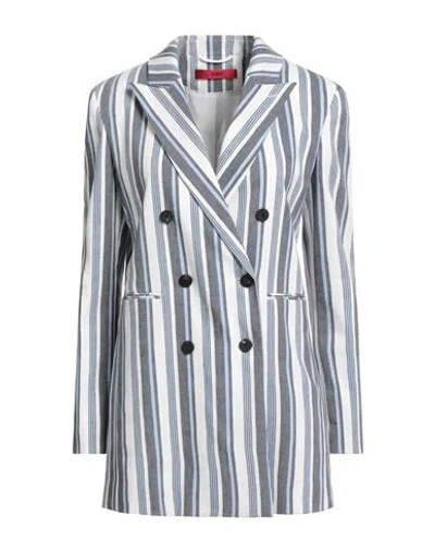 Hugo Boss Hugo Woman Blazer Slate Blue Size 2 Linen, Polyester, Viscose, Elastane