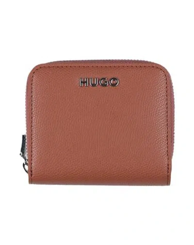 Hugo Boss Hugo Woman Coin Purse Brown Size - Recycled Polyurethane, Polyester, Polyurethane
