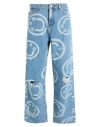 Hugo Boss Baggy-fit Distressed Jeans With Happy Hugo Smileys In Blue