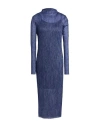 Hugo Boss Hugo Woman Midi Dress Blue Size M Polyester, Metallic Fiber In Blue