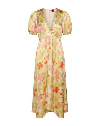 Hugo Boss Hugo Woman Midi Dress Yellow Size 2 Recycled Polyester
