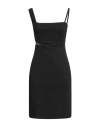 Hugo Boss Square-neck Mesh-insert Midi Dress In Black