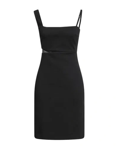 HUGO BOSS HUGO WOMAN MINI DRESS BLACK SIZE 2 POLYESTER, VISCOSE, ELASTANE, POLYAMIDE