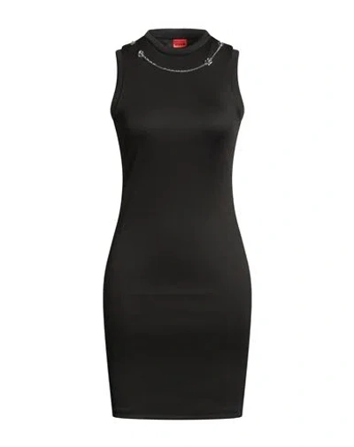 Hugo Boss Hugo Woman Mini Dress Black Size M Polyester, Elastane