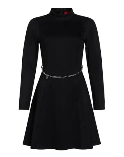 Hugo Boss Hugo Woman Mini Dress Black Size Xs Viscose, Polyamide, Elastane In Multi