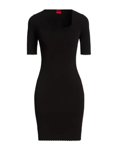 Hugo Boss Hugo Woman Mini Dress Black Size Xxl Viscose, Polyester In Blue