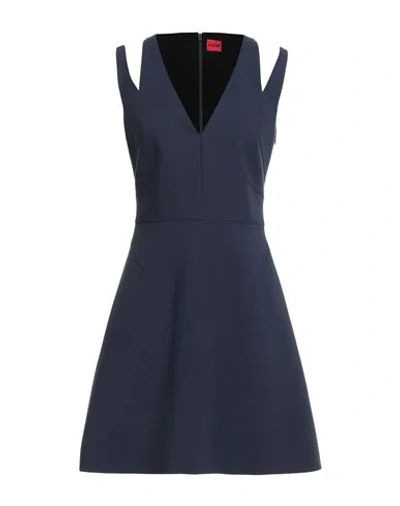 Hugo Boss Hugo Woman Mini Dress Midnight Blue Size 14 Polyester, Viscose, Elastane