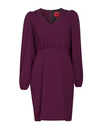 Hugo Boss Hugo Woman Mini Dress Plum Size 6 Polyester In Purple