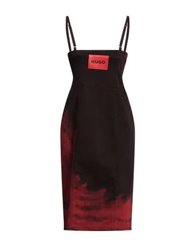 Hugo Boss Hugo Woman Mini Dress Red Size L Cotton, Elastane