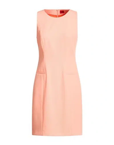 Hugo Boss Hugo Woman Mini Dress Salmon Pink Size 8 Polyester, Viscose, Elastane