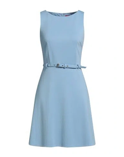 Hugo Boss Hugo Woman Mini Dress Sky Blue Size 4 Polyester, Viscose, Elastane