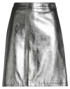 Hugo Boss Hugo Woman Mini Skirt Silver Size S Lambskin In Gray