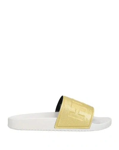 Hugo Boss Hugo Woman Sandals Gold Size 8 Textile Fibers