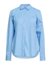 Hugo Boss Hugo Woman Shirt Light Blue Size 6 Cotton, Elastane In Blue