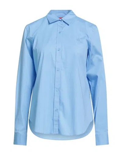 Hugo Boss Hugo Woman Shirt Light Blue Size 6 Cotton, Elastane