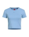 Hugo Boss Hugo Woman T-shirt Light Blue Size M Cotton, Recycled Polyester, Elastane