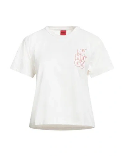 Hugo Boss Hugo Woman T-shirt Off White Size L Cotton
