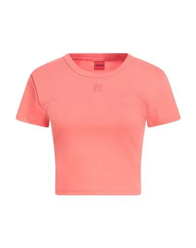 Hugo Boss Hugo Woman T-shirt Salmon Pink Size M Cotton, Recycled Polyester, Elastane In Purple