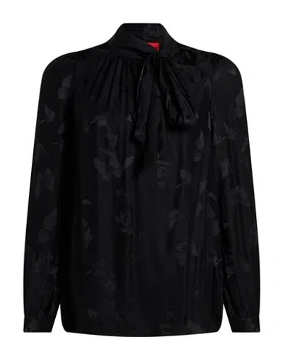 Hugo Boss Hugo Woman Top Black Size 4 Acetate, Viscose