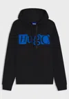 Hugo Boss Cotton-terry Hoodie With Puff-print Logo In Black