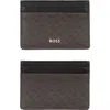 Hugo Boss Hugo Zair Bonded Leather Card Holder In Brown
