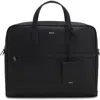 Hugo Boss Monogram Logo-plaque Top-handle Leather Messenger Bag In Black
