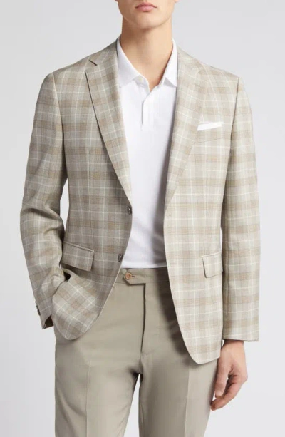 Hugo Boss Boss Hutson Plaid Virgin Wool Sport Coat In Beige