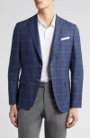 Hugo Boss Boss Hutson Plaid Virgin Wool Sport Coat In Blue