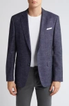 Hugo Boss Boss Hutson Slim Fit Navy Slub Wool Blend Sport Coat In Dark Blue