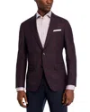 Hugo Boss Hutson Textured Plaid Slim Fit Wool Sport Coat In Dark Red