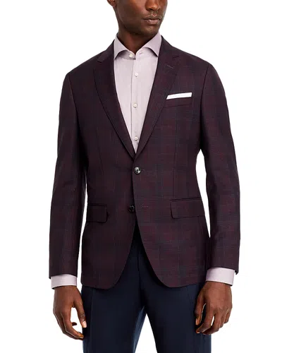 Hugo Boss Hutson Textured Plaid Slim Fit Wool Sport Coat In Dark Red