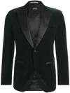 Hugo Boss Slim-fit Tuxedo Jacket In Pure-cotton Velvet In Green