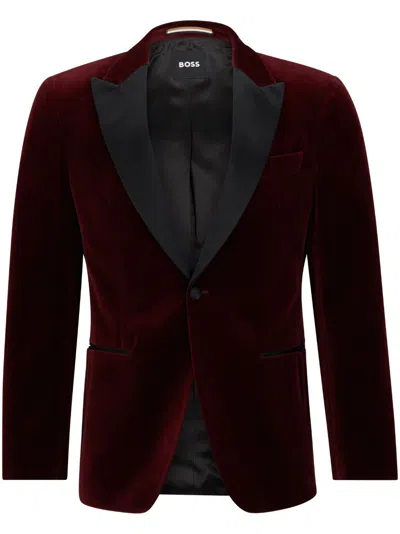 Hugo Boss Hutson Velvet Tuxedo Jacket In Red