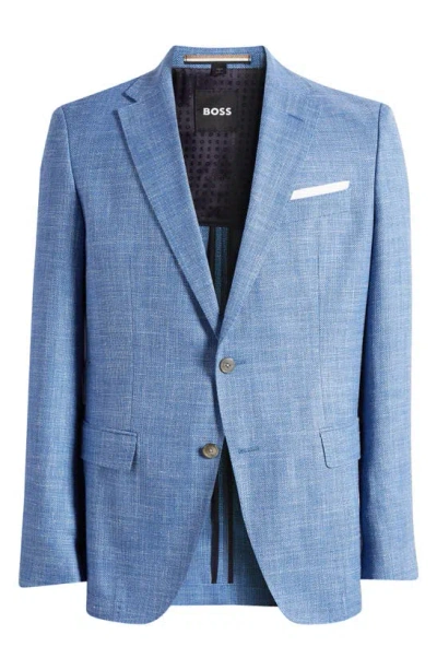 Hugo Boss Boss Hutson Virgin Wool, Silk & Linen Sport Coat In Bright Blue