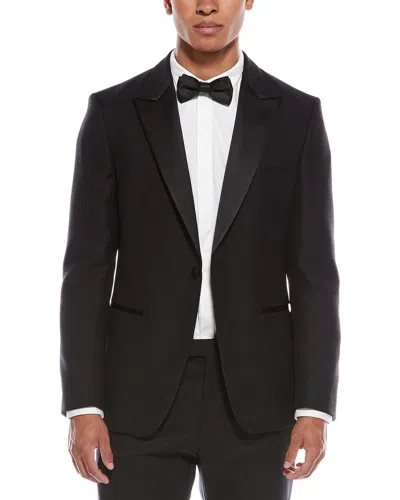 Hugo Boss Hutson Wool-blend Tuxedo Jacket In Black
