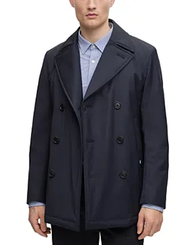 Hugo Boss Hyde Slim Fit Double Breasted Peacoat In Blue