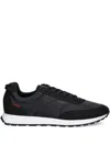 Hugo Boss Retro-inspired Trainers With Faux-leather Trims In Black