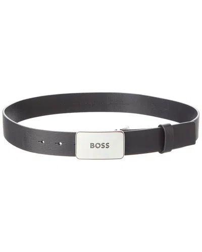 Hugo Boss Boss Icon Leather Belt In Black