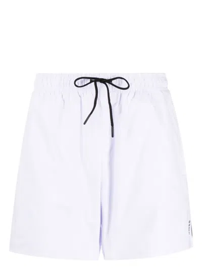 Hugo Boss Iconic Logo-print Swim Shorts In White