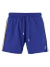 Hugo Boss Boss Iconic Side Stripe Swim Trunks In Blue