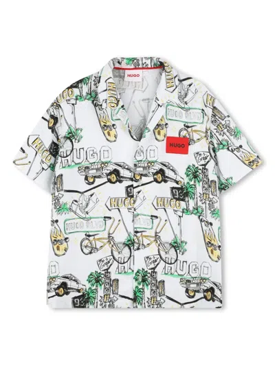 Hugo Boss Kids' Illustration-print Shirt In White