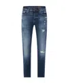 Hugo Boss Imitation Old Hole Denim Trousers In Blue