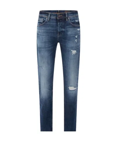 Hugo Boss Imitation Old Hole Denim Trousers In Blue