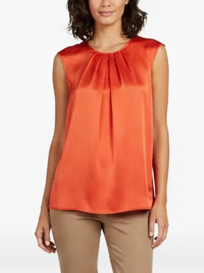 Pre-owned Hugo Boss Inarih Sleeveless Satin Top In Orange