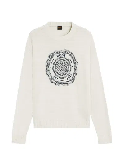 Hugo Boss Intarsia-knit Sweater In Neutral