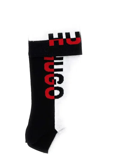 Hugo Boss Intarsia-logo Socks (set Of Two) In Black