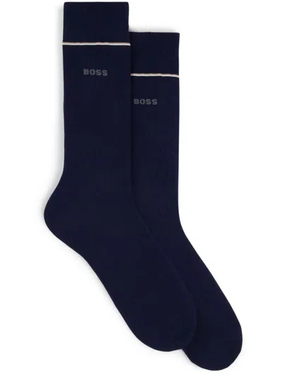 Hugo Boss Intarsia-knit Logo Socks In Animal Print