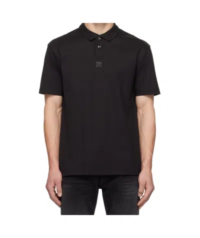 Hugo Boss Interlock-cotton Polo Shirt In Black